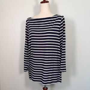 Old Navy Women's  Boat Neck  Navy and White Stripe Top